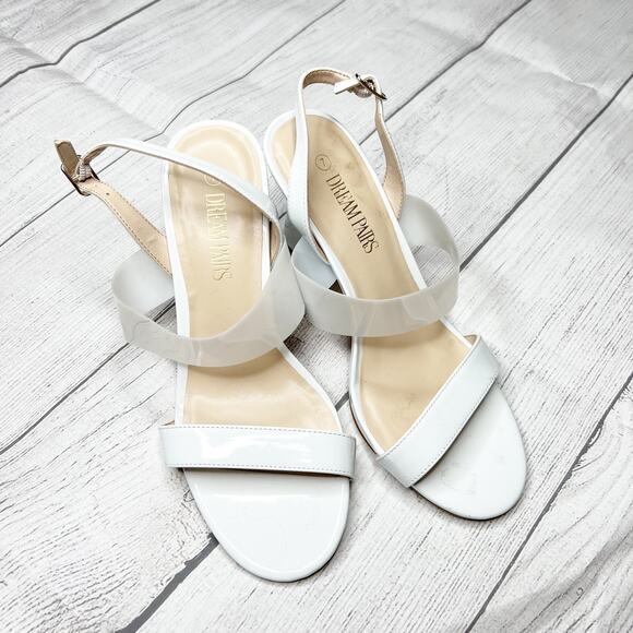 Dream Paris Heels White Slingback Open Toe Strappy Dress Sandals Shoes Size 7 - Picture 2 of 9